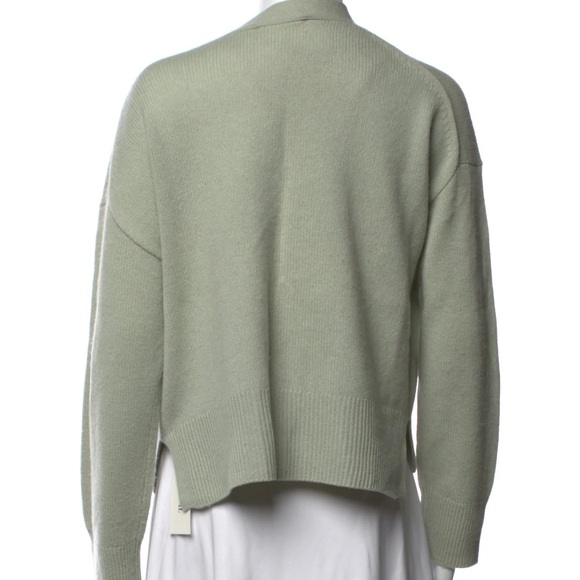 Women's Sage Green Cashmere Cardigan Sweater - Picture 3 of 3